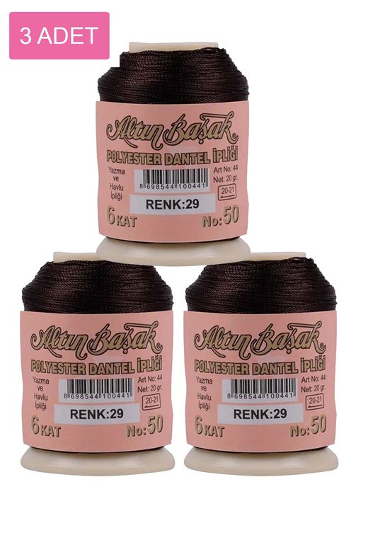 RT-RYL-HMR16743 3 Adet Altınbaşak Oya Ve Dantel İpi 20 Gr - Royaleks - No: 029