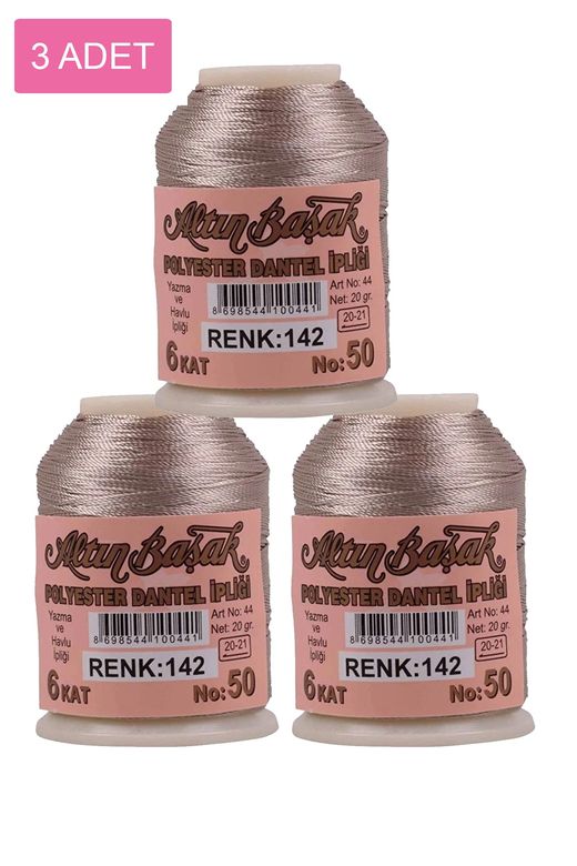 RT-RYL-HMR16745 3 Adet Altınbaşak Oya Ve Dantel İpi 20 Gr - Royaleks - No: 142