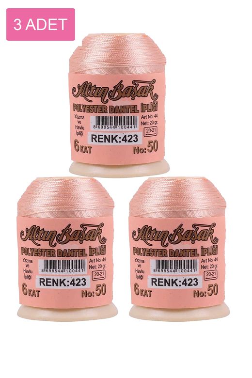 RT-RYL-HMR16755 3 Adet Altınbaşak Oya Ve Dantel İpi 20 Gr - Royaleks - No: 423