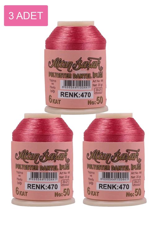 RT-RYL-HMR16759 3 Adet Altınbaşak Oya Ve Dantel İpi 20 Gr - Royaleks - No: 470