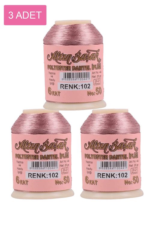 RT-RYL-HMR16776 3 Adet Altınbaşak Oya Ve Dantel İpi 20 Gr - Royaleks - No: 102