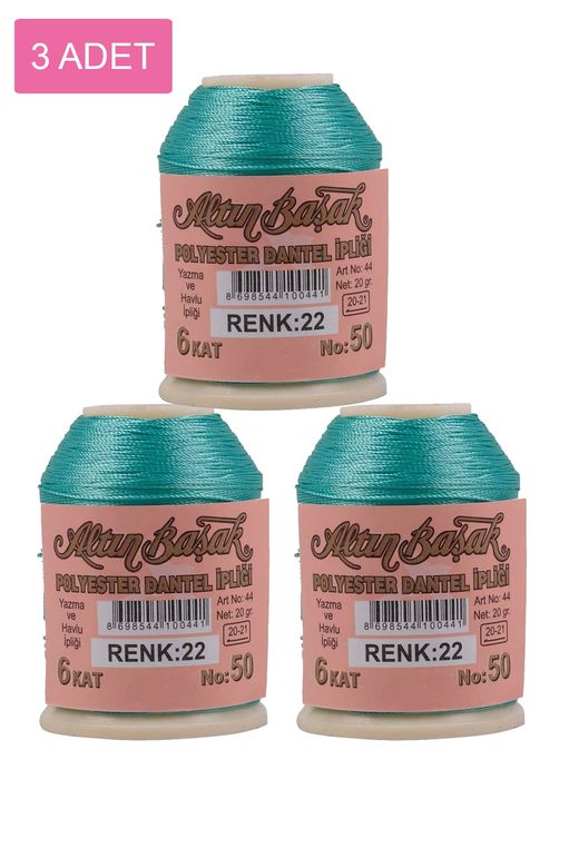 RT-RYL-HMR16839 3 Adet Altınbaşak Oya Ve Dantel İpi 20 Gr - Royaleks - No: 022