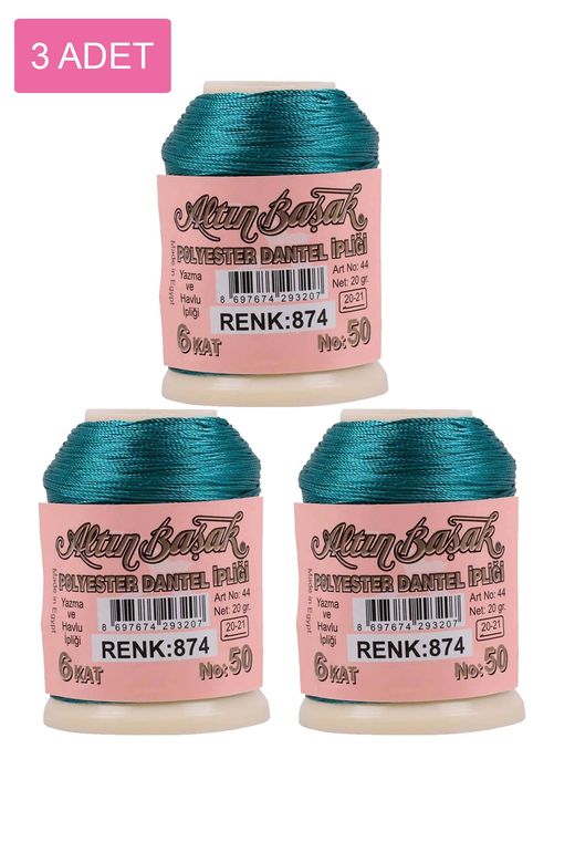 RT-RYL-HMR16844 3 Adet Altınbaşak Oya Ve Dantel İpi 20 Gr - Royaleks - No: 874