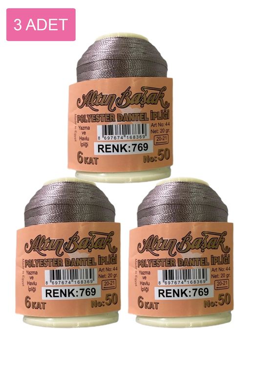 RT-RYL-HMR16853 3 Adet Altınbaşak Oya Ve Dantel İpi 20 Gr - Royaleks - No: 769