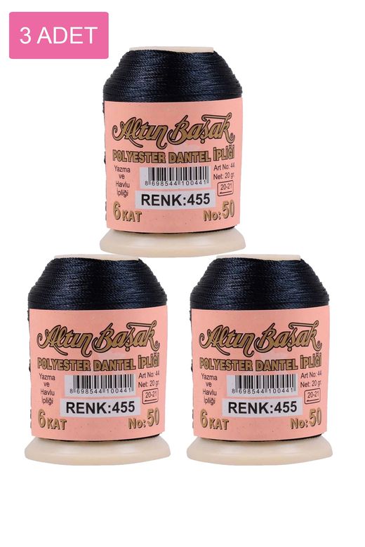 RT-RYL-HMR16861 3 Adet Altınbaşak Oya Ve Dantel İpi 20 Gr - Royaleks - No: 455
