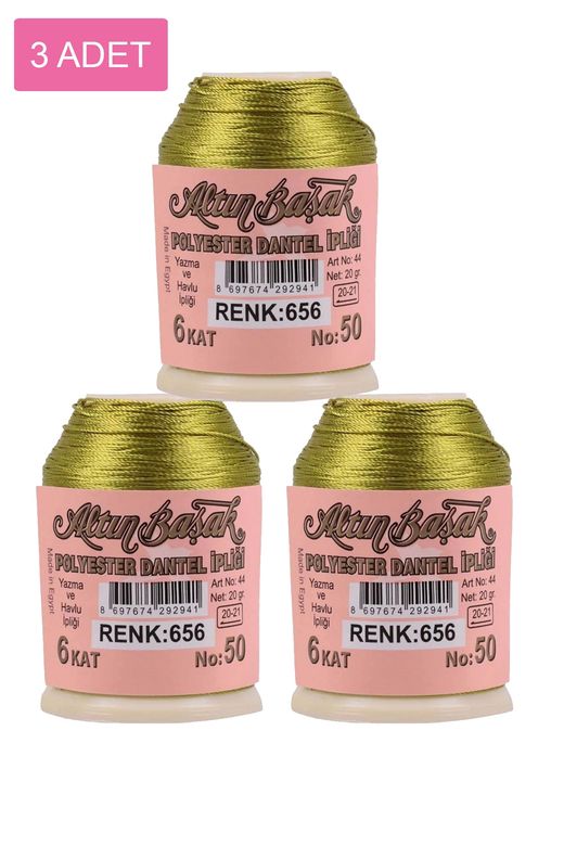 RT-RYL-HMR16864 3 Adet Altınbaşak Oya Ve Dantel İpi 20 Gr - Royaleks - No: 656