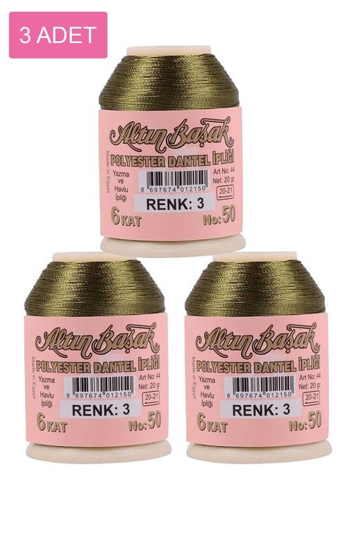 RT-RYL-HMR16868 3 Adet Altınbaşak Oya Ve Dantel İpi 20 Gr - Royaleks - No: 003