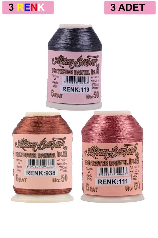 RT-RYL-HMR17363 3 Adet Altınbaşak Oya Ve Dantel İpi 20 Gr - Royaleks - No: 938 - 111 - 119