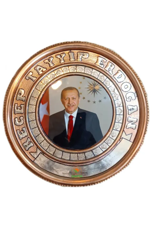 RTE 30 CM EBATLI Bakir Tablo Recep Tayyip Erdoğan Bakir Duvar Tablosu 30 Cm Ebatli A++ Kalite Safir Çay Kazanlari