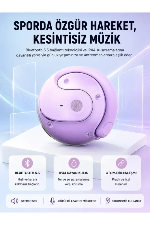 S05 Kablosuz Kulaklık Bluetooth 5.3 IPX4 Su Geçirmez Stereo Ses Otomatik Bağlantı Yeni Nesil