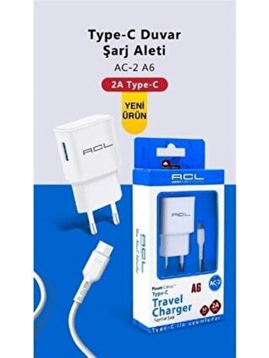 s6 acl Acl A6 2.1A 10 Watt 1Xusb-A Usb-C Kablo Seyahat Şarj