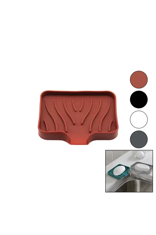 Sabunluk - Silikon Mutfak - Banyo Su Giderli - Esnek - Yapışkan Vantuz - Herhangi Bir Renk Gönderili