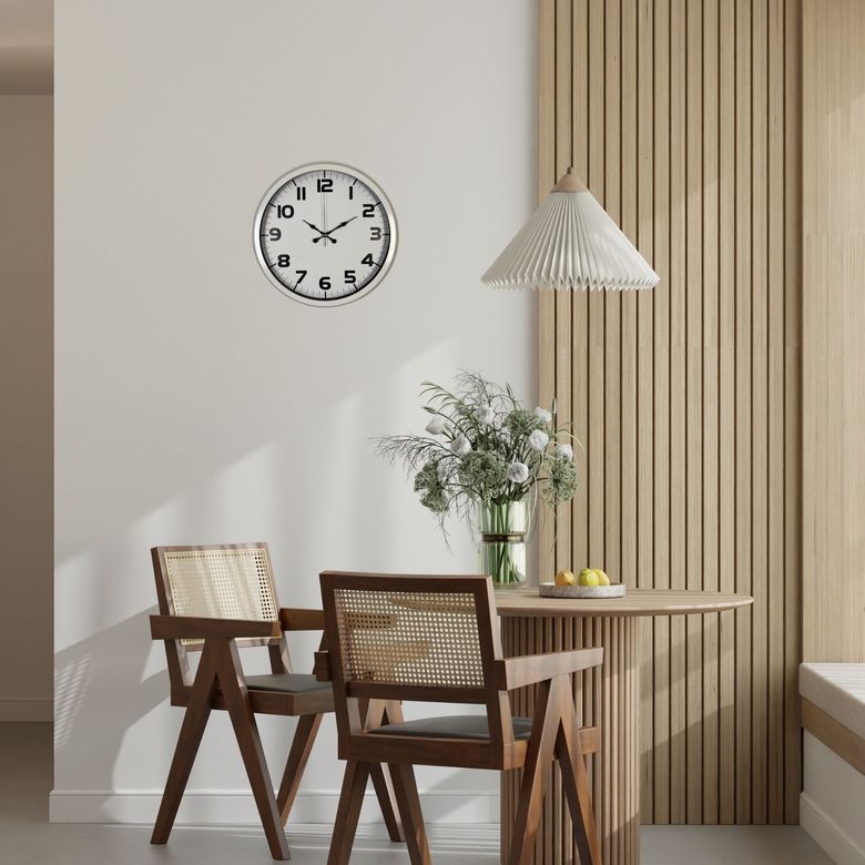 Sade Tasarım Beyaz 40 Cm Metal Duvar Saati