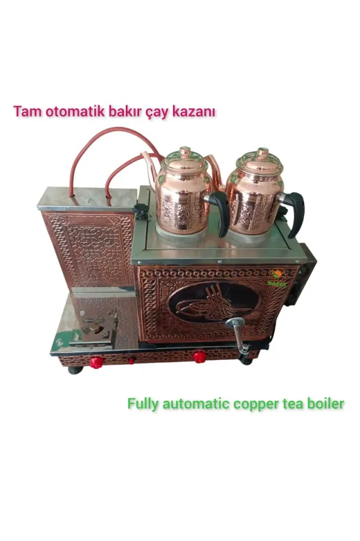 Safir 15112024b2gaz 2Li Bakır Tam Otomatik Çay Kazanı Osmanlı Tuğra Mod. Doğalgazlı Ce Gazmer Gaz Emniyet Kilit Sistemli