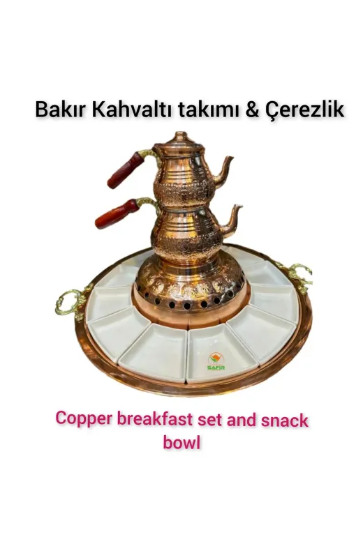 Safir 16 PARÇA BAKIR KAHVALTILIK Bakır Kahvaltı Takımı Bakır Kahvaltılık Özel El Işleme 16 Parça Bakır Kahvaltılık Bakır Çerezlik