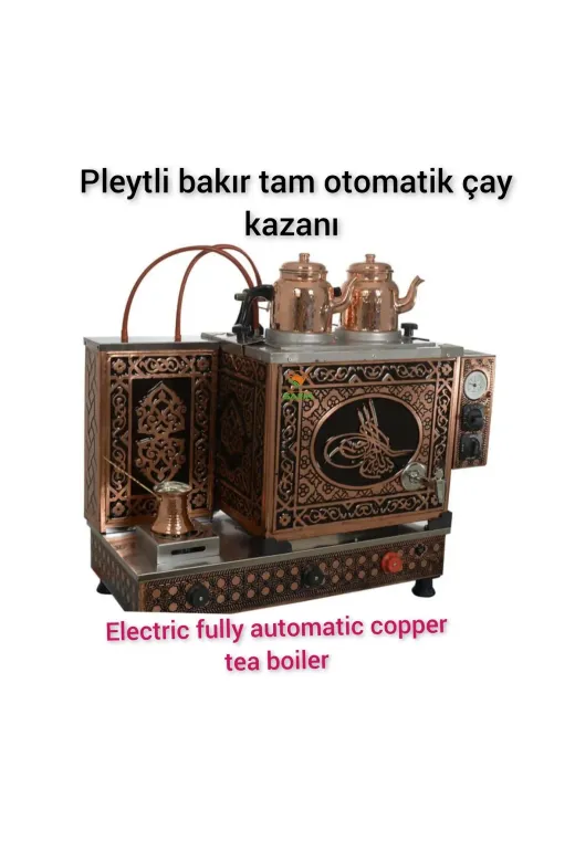 Safir 21062024b2pleyttuğra 2 Demlikli Bakır Çay Ocağı Tuğra Model 2 Gözlü Bakır Çay Kazanı Sadece Elektrikli Bakır Çay Semaveri