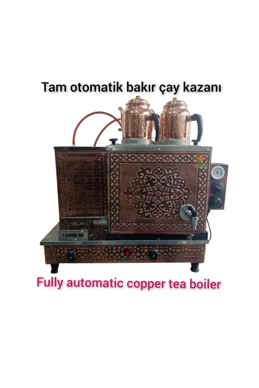Safir 2Lİ İÇİ DIŞI BAKIR TÜPLÜ 2 Demlikli İçi Dışı Bakır Meşale Tipi Tüplü Tam Otomatik Çay Kazanı İçi Ve Dışı Bakır Çay Ocağı A++