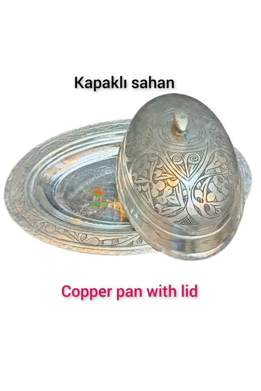 Safir 30CMKAPALIBEYAZSAHAN Bakır Sahan , Bakır Kapaklı Sunum Sahanı , Beyaz Kalaylı Bakır Sahan A Kalite Kapaklı Sahan Sunumluk