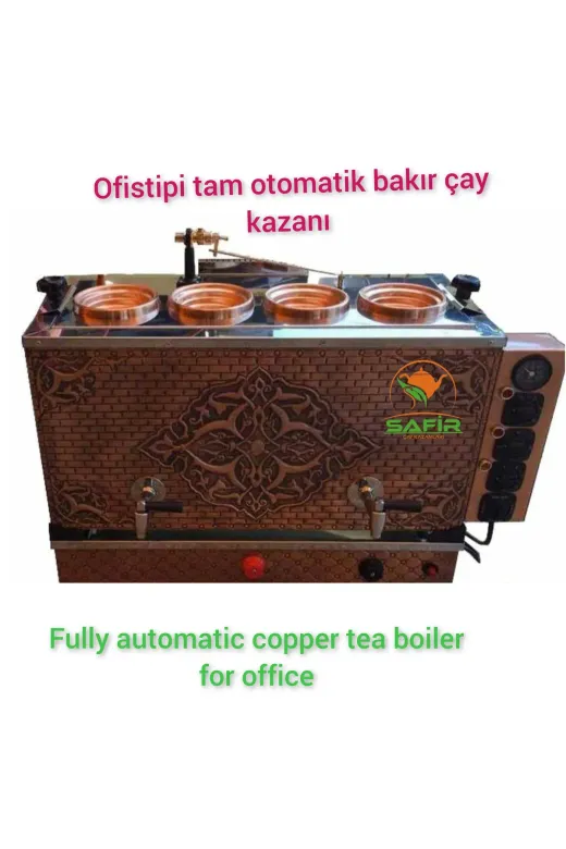 SAFİR ÇAY KAZANLARI 0602202515 4 Gözlü Ofistipi Tam Otomatik Bakır Çay Kazanı Dar Alanlar Için Ideal Sadece Elektrikli Çay Makinesi