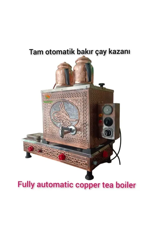 SAFİR ÇAY KAZANLARI 15112024tugralpg 2 Demlikli Bakır Çay Ocağı Osmanlı Tuğra Model Bakır Çay Kazanı Elek+Tüplü Çay Semaveri Ets Sistemli