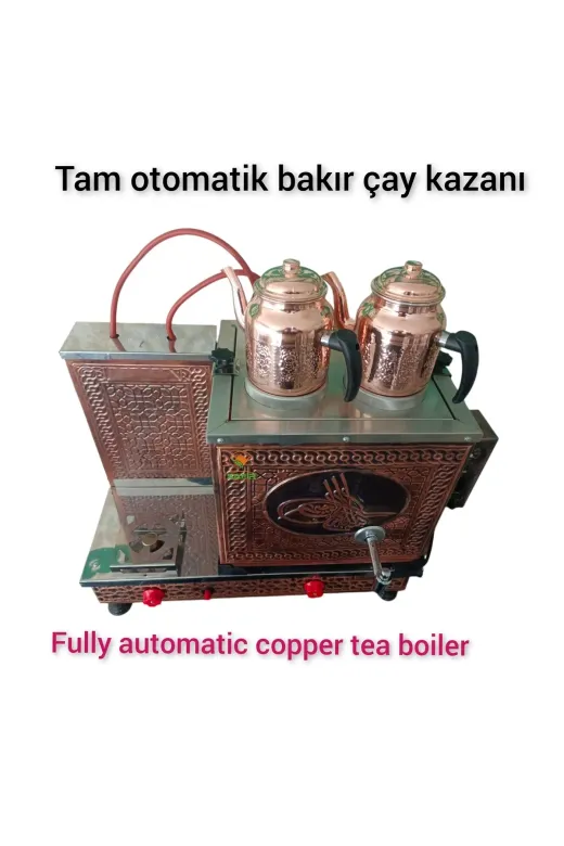 SAFİR ÇAY KAZANLARI 15112024tugralpg 2 Demlikli Bakır Çay Ocağı Osmanlı Tuğra Model Bakır Çay Kazanı Elek+Tüplü Çay Semaveri Ets Sistemli