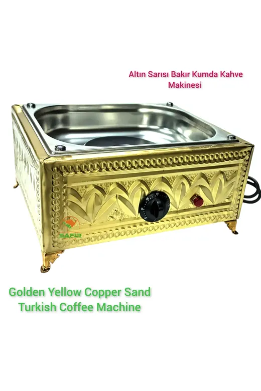 SAFİR ÇAY KAZANLARI 17022025gold19x18kk Özel Gold Kumda Kahve Makinesi Ev Ve Ofis İçin Gold Kumda Kahve Safir Kumda Kahve Cihazı Kare