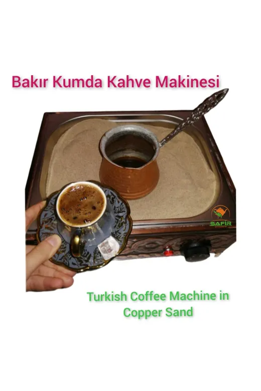 SAFİR ÇAY KAZANLARI 17022025kare35x28kare 35X28 Ebatlı Bakır Kumda Kahve 3-4 Cezvelik Bakır Kumda Kahve Makinesi Safir Kumda Kahve
