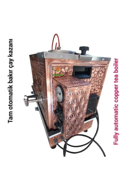 SAFİR ÇAY KAZANLARI 231120242005 3 Gözlü Bakır Çay Ocağı Çiftli Bayrak Ve Osmanlı Tuğra Modelli Bakır Çay Kazanı Tüplü Çay Semaveri