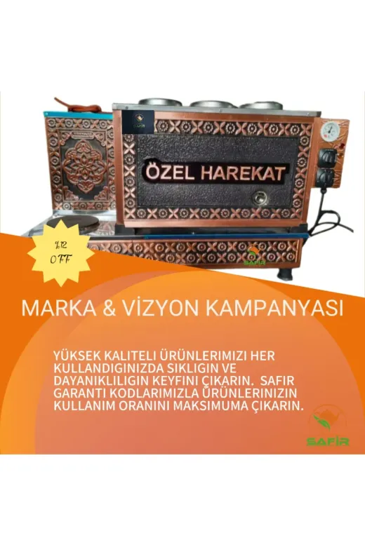 SAFİR ÇAY KAZANLARI 231120242005 3 Gözlü Bakır Çay Ocağı Çiftli Bayrak Ve Osmanlı Tuğra Modelli Bakır Çay Kazanı Tüplü Çay Semaveri