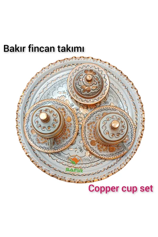 SAFİR ÇAY KAZANLARI 240120252beyazkahvetakımı Beyaz Bakır Kahve Fincan Takımı Bakır Kahvelik 2 Kişilik Bakır Kahve Fincan Takımı Beyaz Hicivli
