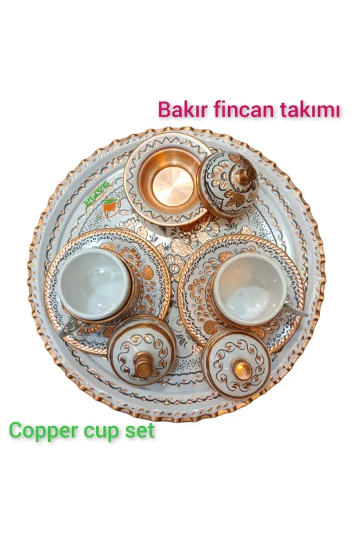 SAFİR ÇAY KAZANLARI 240120252beyazkahvetakımı Beyaz Bakır Kahve Fincan Takımı Bakır Kahvelik 2 Kişilik Bakır Kahve Fincan Takımı Beyaz Hicivli