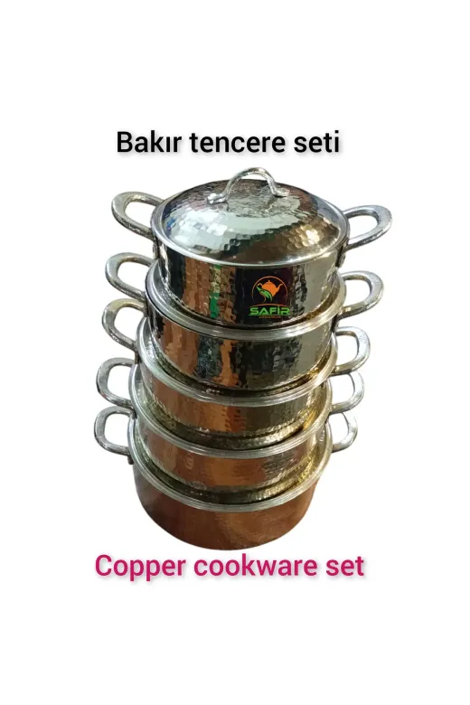 SAFİR ÇAY KAZANLARI 270120251beyaztencereseti Bakır Tencere Seti Özel Dövme Bakır Beşli Tencere Takımı Bakır Tencere Beyaz Kalaylı