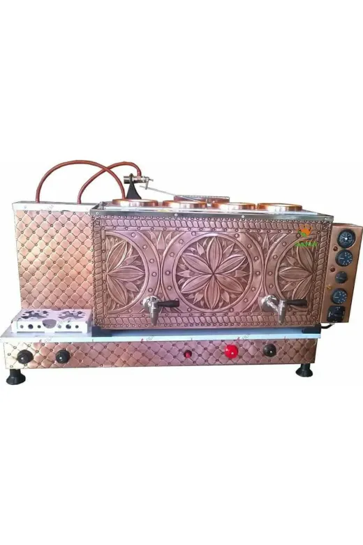 SAFİRB4PLEYT98 Safir 4 Demlikli Sadece Elektrikli Pleytli Tam Otomatik Bakır Çay Kazanı Ocağı Çay Makinesi Semaveri