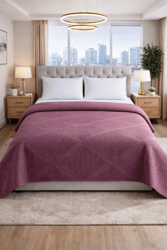 Şaheser %100 Pamuk Çift Kişilik Pike 240x220 (Tek Pike)-Mürdüm