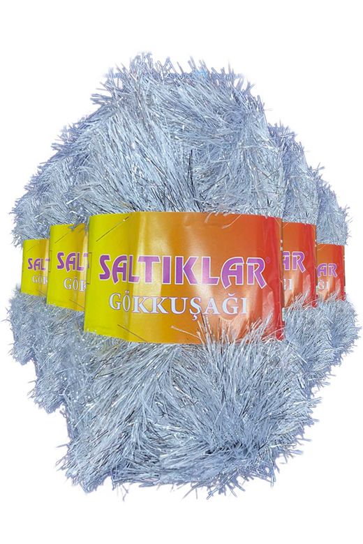 SALTIKLAR RT-RYL-4-5ARSLGKGM 5 Adet Gökkuşağı El Örgü İpi Yünü Gümüş