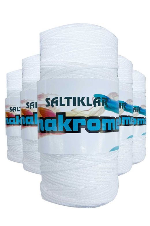 SALTIKLAR RT-RYL-5ARSLTMKRM10 5 Adet Polyester Makrome İpi 10 Kar Beyaz 100 Gr