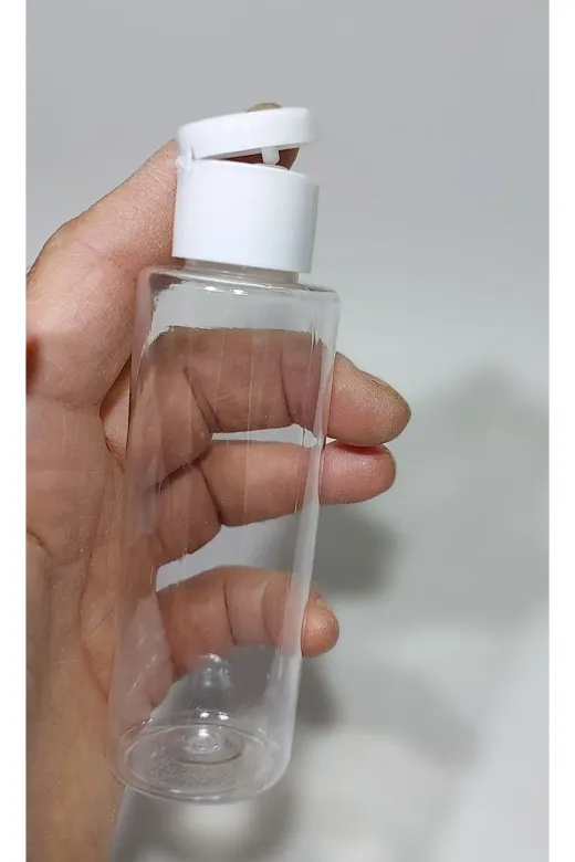 Sampex 8697431742829 ,100 Cc Düz Model Pet Şişe - Beyaz Filtop Beyaz Damla Kapaklı - 100 Ml Boş Pet Şişe (50 Adet)
