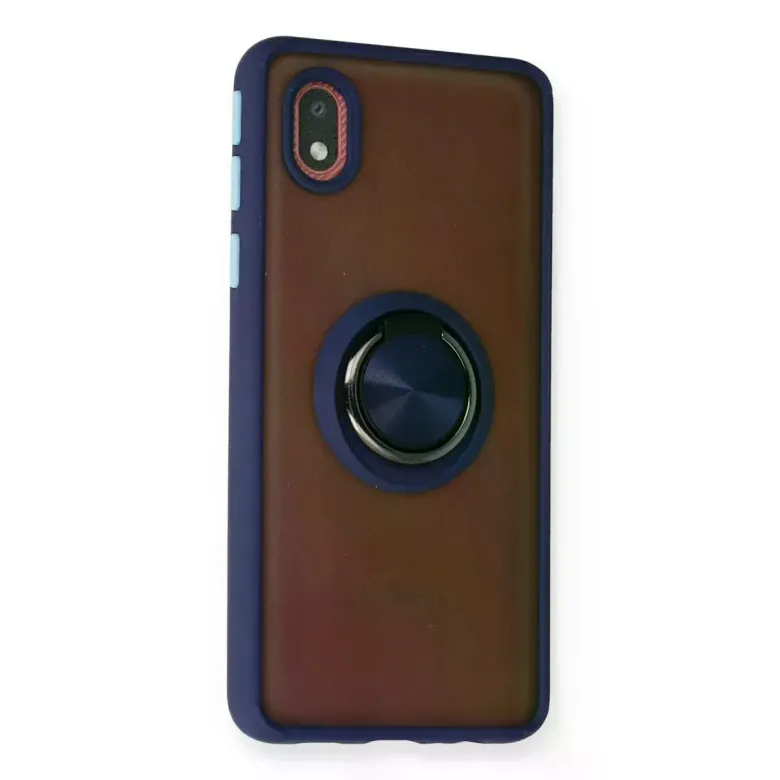 Samsung Galaxy A01 Core Kılıf Montreal Yüzüklü Silikon Kapak - Lacivert