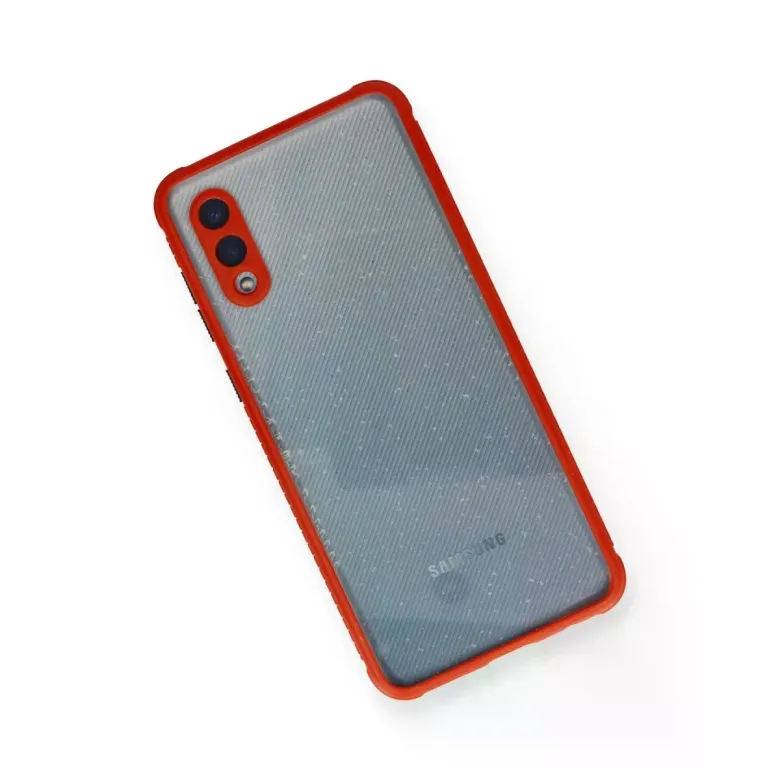 Samsung Galaxy A02 Kılıf Miami Şeffaf Silikon - Kırmızı
