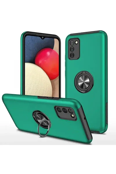 Samsung Galaxy A02S Kılıf Elit Yüzüklü Kapak - Yeşil
