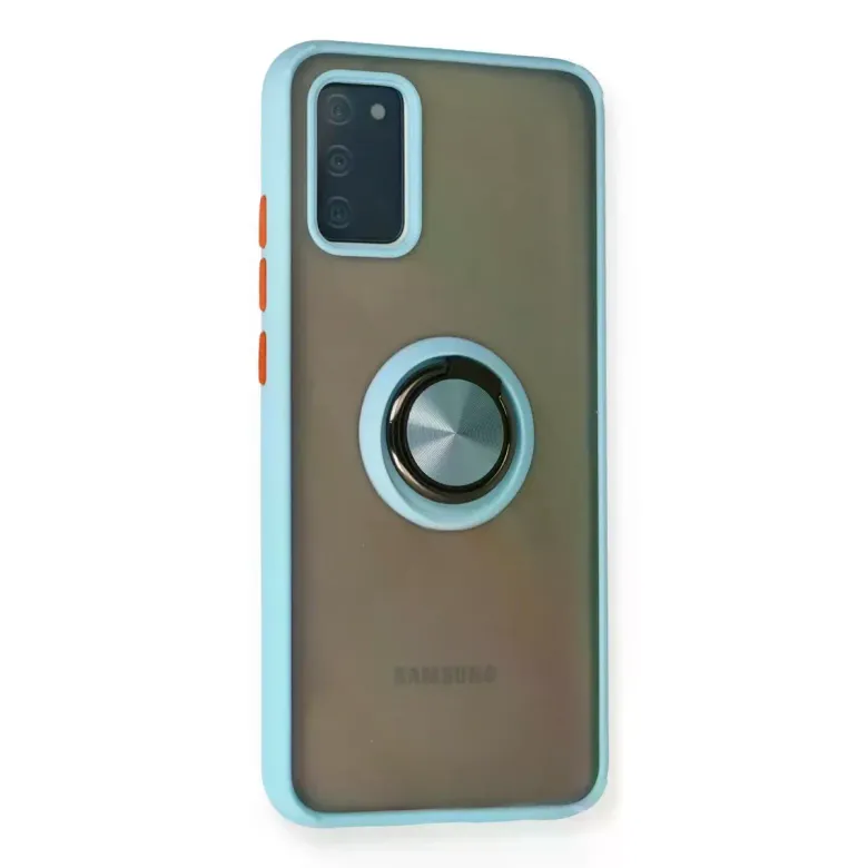 Samsung Galaxy A02S Kılıf Montreal Yüzüklü Silikon Kapak - Buz Mavi