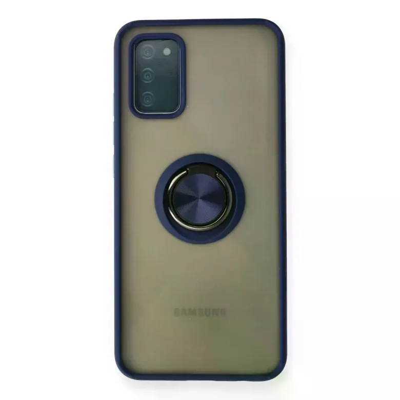 Samsung Galaxy A02S Kılıf Montreal Yüzüklü Silikon Kapak - Lacivert