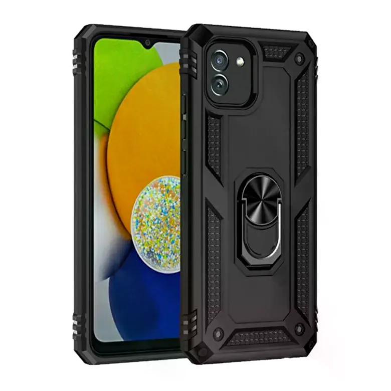 Samsung Galaxy A03 Kılıf Sofya Yüzüklü Silikon Kapak - Siyah
