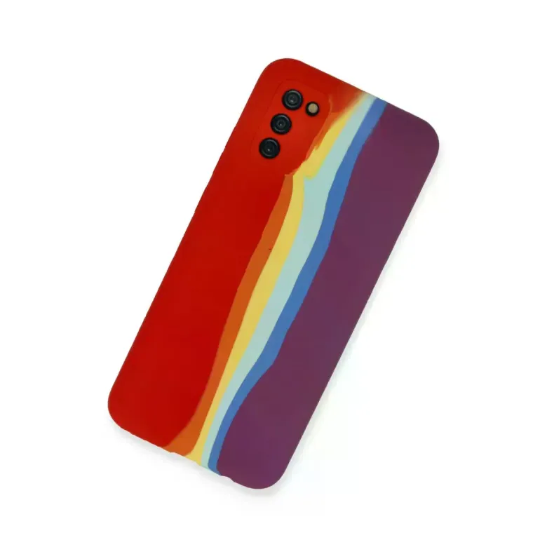 Samsung Galaxy A03s Kılıf Ebruli Lansman Silikon - Kırmızı-mor