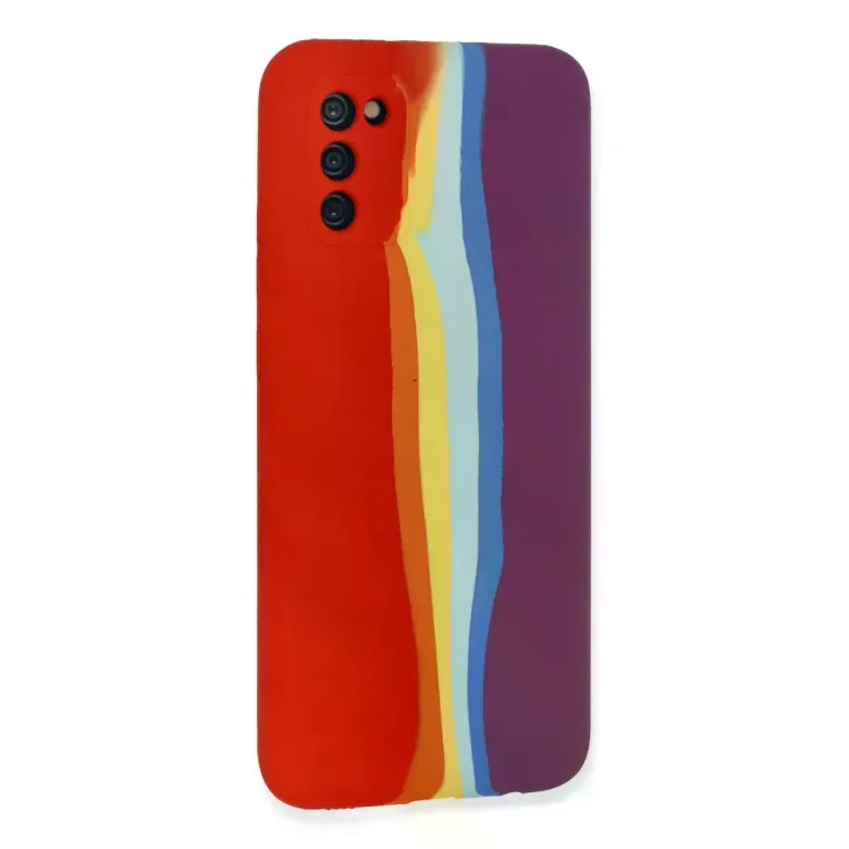 Samsung Galaxy A03s Kılıf Ebruli Lansman Silikon - Kırmızı-mor