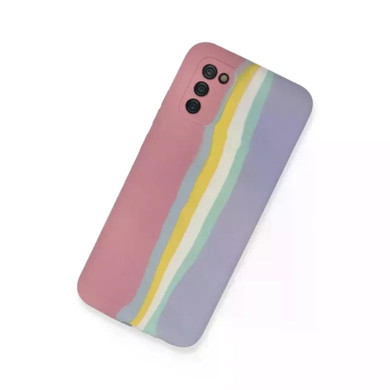 Samsung Galaxy A03s Kılıf Ebruli Lansman Silikon - Pembe-lila