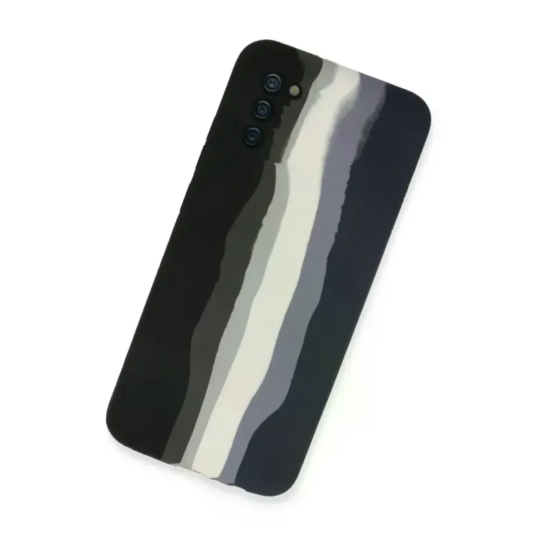 Samsung Galaxy A03s Kılıf Ebruli Lansman Silikon - Siyah-lacivert