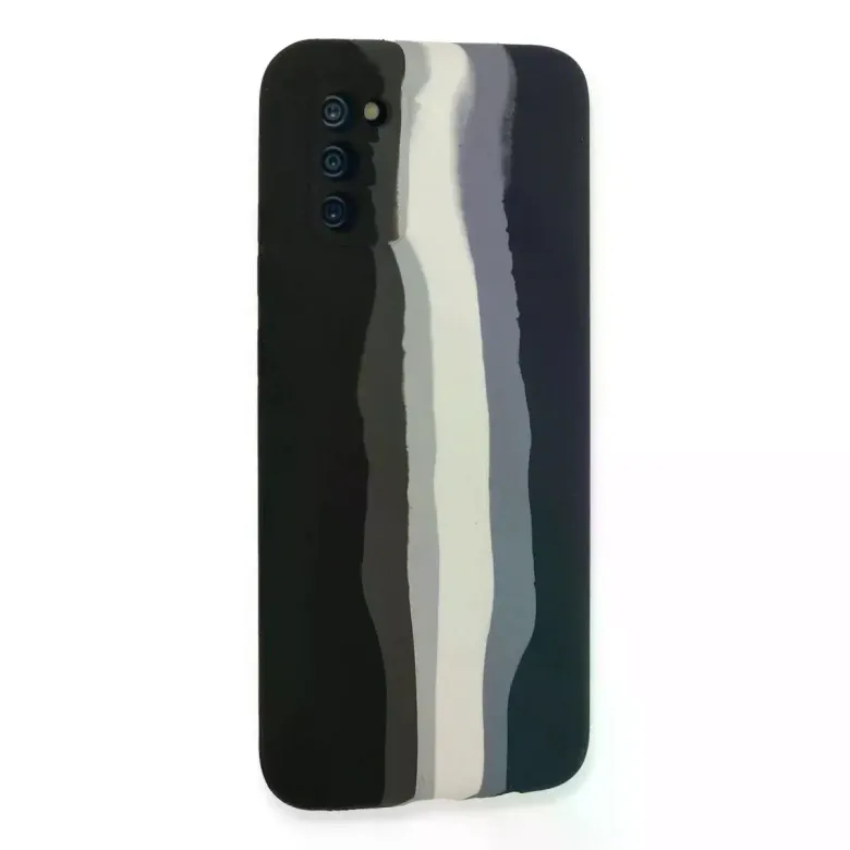 Samsung Galaxy A03s Kılıf Ebruli Lansman Silikon - Siyah-lacivert