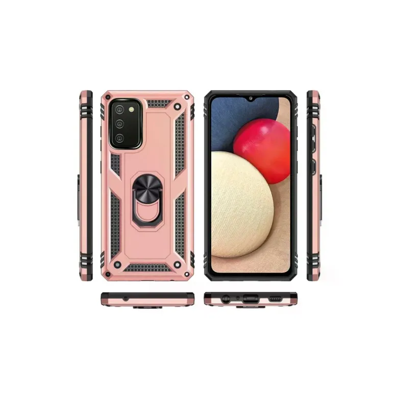 Samsung Galaxy A03s Kılıf Sofya Yüzüklü Silikon Kapak - Rose