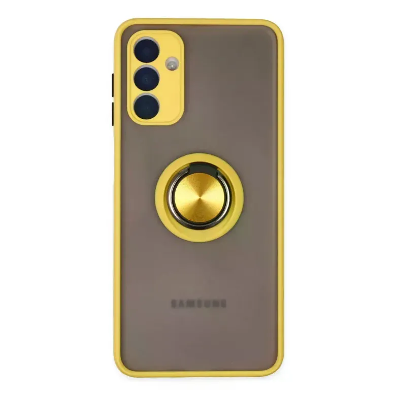 Samsung Galaxy A04S Kılıf Montreal Yüzüklü Silikon Kapak - Sarı